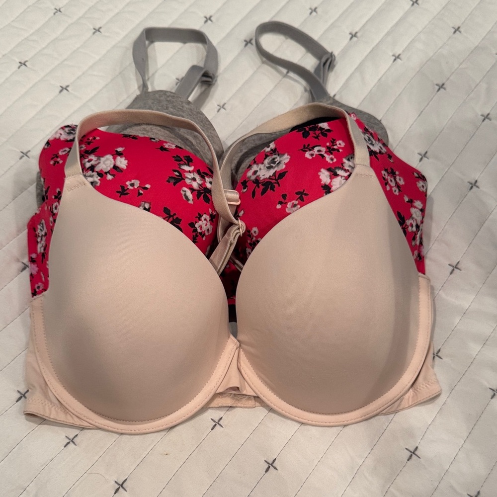 PINK Elegant Floral and Nude Bra Set